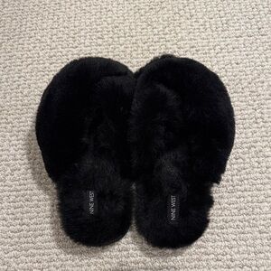 Nine West Plush Black Slippers